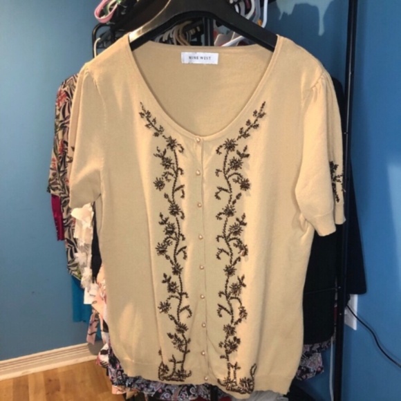 Nine West Cream Embroidered Women's Top - Picture 1 of 8